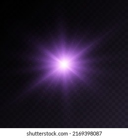 Sun, star, flare png.Bright light effect with rays and highlights for vector illustration.