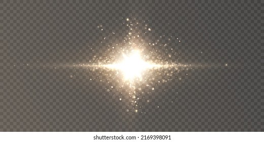 Sun, star, flare png.Bright light effect with rays and highlights for vector illustration.