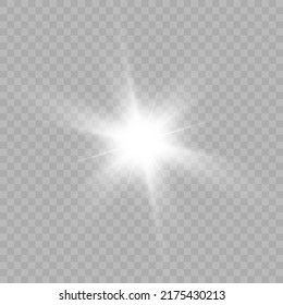 Sun, star, flare png.Bright light effect with rays and highlights for vector illustration.	