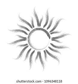 Sun, star, flower. The sketch for tattoo, for print, for textiles, for jewelry, for souvenirs and ware. Typographical design in black and white color. Vector illustration EPS8.