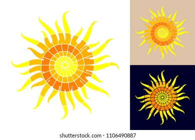 Sun, star, flower. The sketch for tattoo, print, logo, textiles, jewelry, souvenirs, ware. Trendy summer symbol for design. Travel and vacation concept. Typographical design. Isolated. Vector EPS8