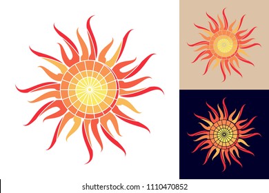Sun, star, flower. The sketch for tattoo, print, logo, textiles, jewelry, souvenirs, ware. Trendy summer symbol for design. Travel and vacation concept. Typographical design. Isolated. Vector EPS8