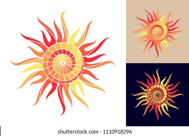 Sun, star, flower. The sketch for tattoo, print, logo, textiles, jewelry, souvenirs, ware. Trendy summer symbol for design. Travel and vacation concept. Typographical design. Isolated. Vector EPS8