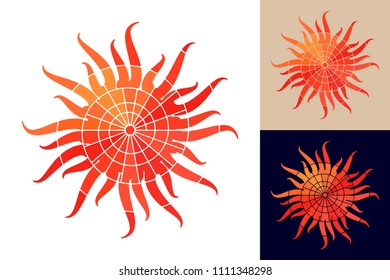 Sun, star, flower. The sketch for tattoo, print, logo, textiles, jewelry, souvenirs, ware. Trendy summer symbol for design. Travel and vacation concept. Typographical design. Isolated. Vector EPS8
