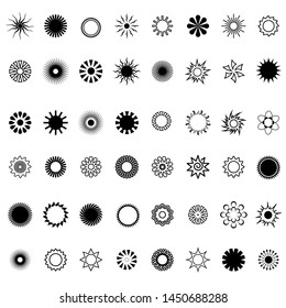 sun and star icon set isolated on white background, linear design