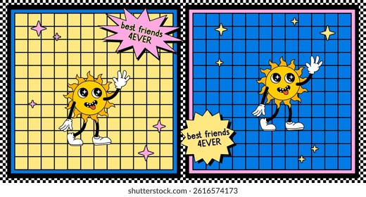 sun star Illustration Design Cartoon Mascot 80s 90s Y2k nostalgic Retro