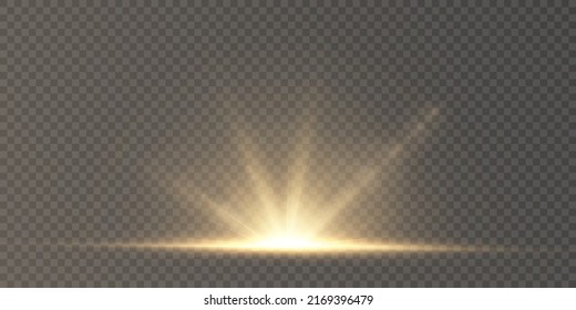 Sun, star, light effect for vector illustrations on transparent background. flash png.