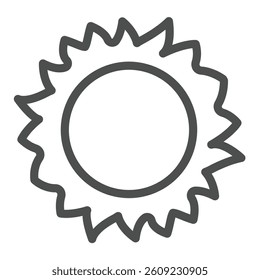 Sun star with light rays line icon, arabian desert concept. Vector graphics. Desert hot sunshine sign on white background, outline style icon for mobile or web design