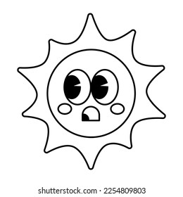 Sun star line outline icon. vector illustration.