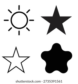 Estrella del sol y clasificación de iconos vectoriales