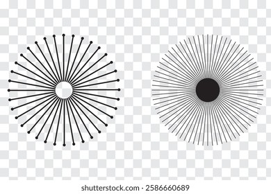 Sun star rays, burst. Circulars lines beams. Spokes with radiating stripes grid. Radial circle radiation lines. Vector graphic. Abstract illusion Geometric Pattern. Variety Design.