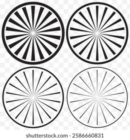 Sun star rays, burst. Radial circle radiation lines. Circulars lines beams. Spokes with radiating stripes grid. Vector graphic. Abstract illusion geometric pattern. EPS 10.