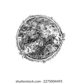 Sun. Star in the solar system. Astronomical galaxy space. Engraved hand drawn in old sketch, vintage style for label.