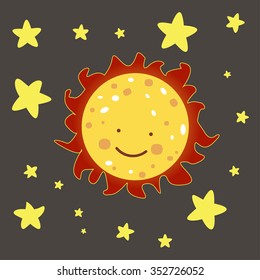 ?artoon sun with stars
