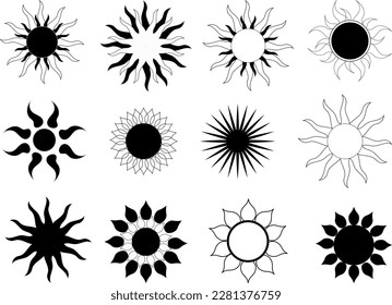 Sun and Stars Elements set. Design icons.