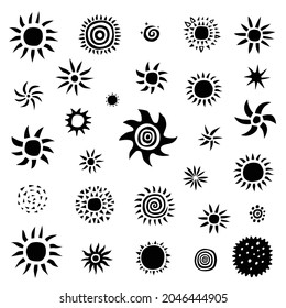 Sonne und Sterne - Symbolsatz, Design-Element