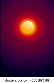 Sun with stars in space. Vector background