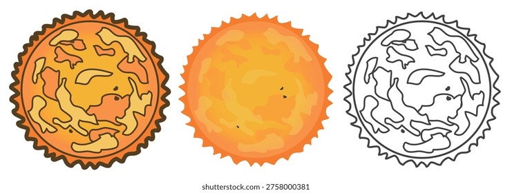 The Sun, a stellar of the solar system. Vector illustration.