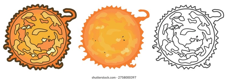 The Sun, a stellar of the solar system. Vector illustration.