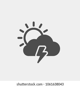 Sun And Storm Flat Vector Icon. Possible Storm Flat Vector Icon