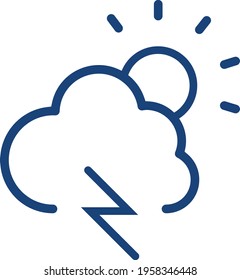sun storm icon. storm blue icon