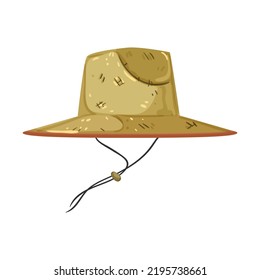 Sun Straw Hat Cartoon. Sun Straw Hat Sign. Isolated Symbol Vector Illustration