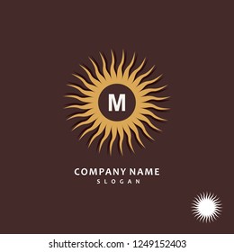 Sun. Stylish and graceful monogram design , Elegant line art logo design, vector template