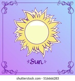 Sun. Stylized illustration of the Sun in the hand drawing style. The symbols of astrology and astronomy.