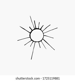 
Sun, summer heat. Isolated object on a white background. Vector image in doodle style. Design and decor element.
