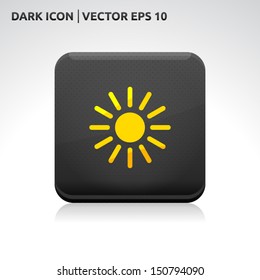 Sun summer icon | color dark black gold yellow | icon set | abstract vector symbol | template design | shadows shiny | business button | abstract 3d