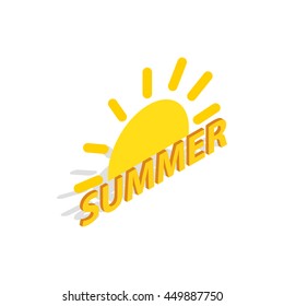 Sun and summer icon in isometric 3d style isolated on white background. Entertainment symbol