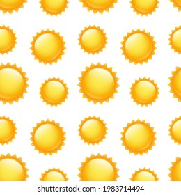Sun Summer Icon Pattern. Seamless Background Symbols. Emoji Drawn Sketch Design Vector.