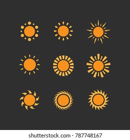 Sun summer icon - Typical sunshine vector in outline flat icon set style. Vector illustration.