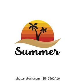 sun summer illustration vector logo