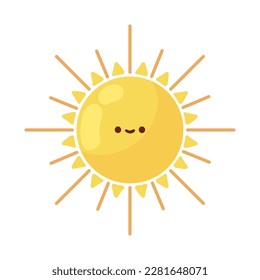 sun summer kawaii icon isolated