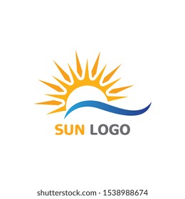Sun Summer Logo Design illustration icon template