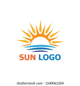 Sun Summer Logo Design illustration icon template vector