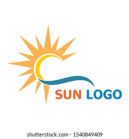 Sun Summer Logo Design illustration icon template vector