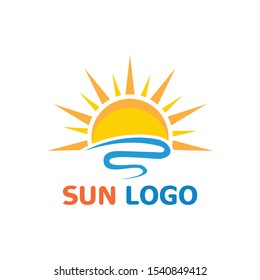 Sun Summer Logo Design illustration icon template vector
