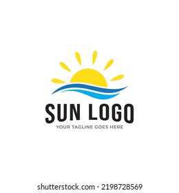Sun summer logo icon vector template.