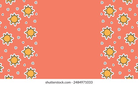 the sun. summer. rays of the sun. hot. frame. pattern. example. vector. doodle. sticker. pattern. graphic resource. on a colored background