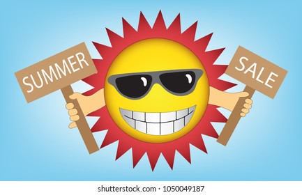 The sun summer sale cartoon.(vector)