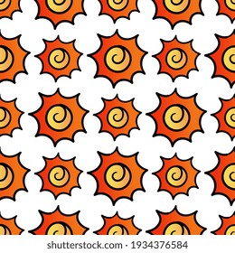 Sonnensommer nahtlose Muster Textil Druck. Ideal für den Sommer Vintage Stoff, Scrapbooking, Tapete, Geschenkpackung. Muster-Hintergrunddesign wiederholen
