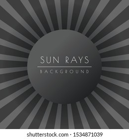 Sun or summer sunburst. Black shiny Ray Beam background. Stock vector illustration
