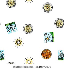 sun summer sunlight light vector seamless pattern thin line illustration
