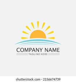 Diseño de plantillas de logotipos de iconos para ilustraciones de vectores de verano y sol