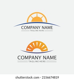 Diseño de plantillas de logotipos de iconos para ilustraciones de vectores de verano y sol