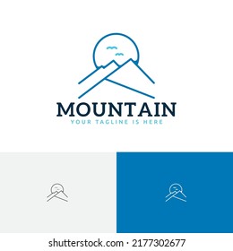 Sun Summit Mountain Nature Landscape Line Logo