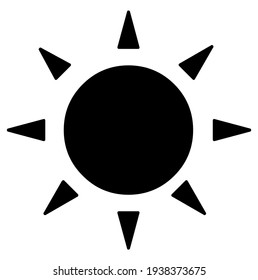 Sun with sunbeams, sunrays shining, sunshine, alternative energy, solar energy sign, symbol, vector, illustration in black and white color, isolated on white background