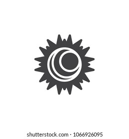 Sun with sunbeams vector icon. filled flat sign for mobile concept and web design. Heat climate weather simple solid icon. Symbol, logo illustration. Pixel perfect vector graphics